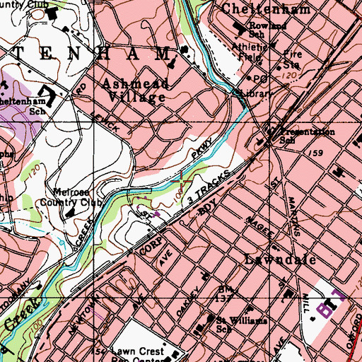 Topographic Map of Armenian Church of America, PA