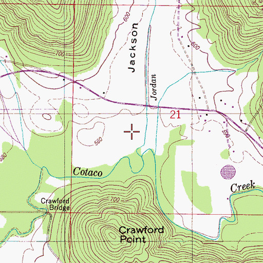 Topographic Map of Jackson Cove, AL