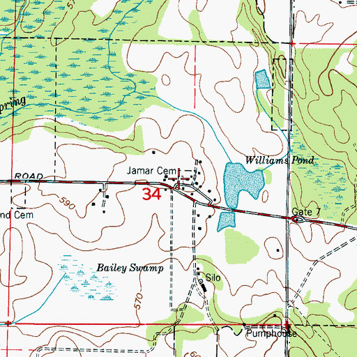 Topographic Map of Jamar Cemetery, AL