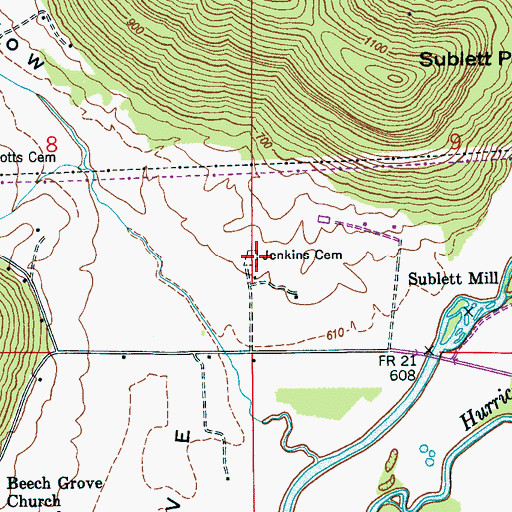 Topographic Map of Jenkins Cemetery, AL