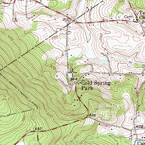 Topographic Map of Park Dam, PA
