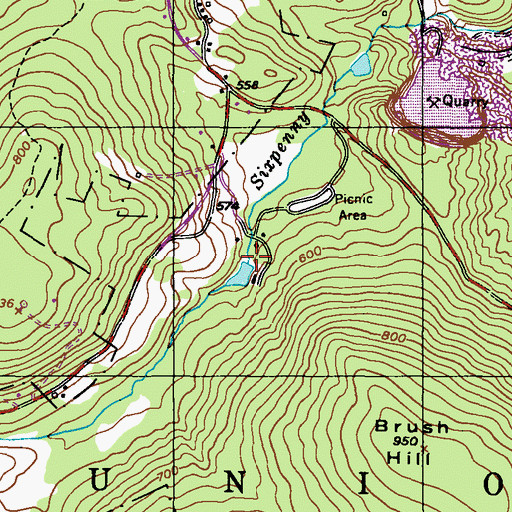Topographic Map of Sixpenny Dam, PA