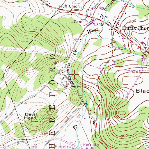 Topographic Map of Mensch Mill Dam, PA