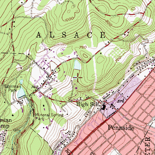 Topographic Map of Number Two Dam, PA