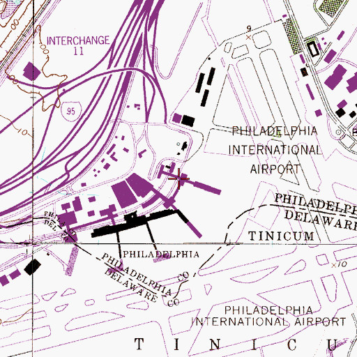 Topographic Map of Philadelphia International Airport, PA