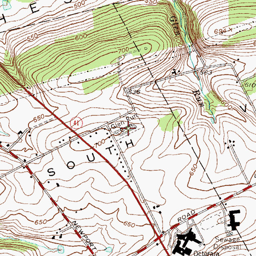 Topographic Map of Glen Run Cemetery, PA