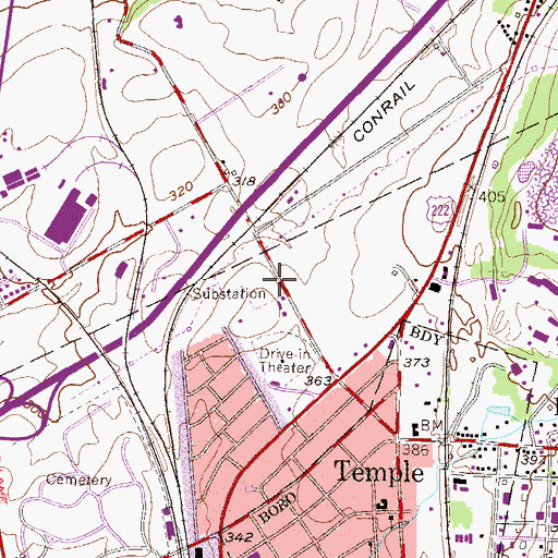 Topographic Map of Berks County, PA