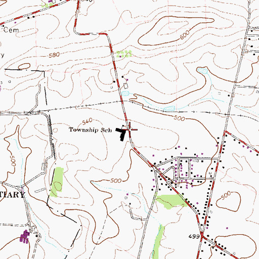 Topographic Map of Kelly Township School, PA