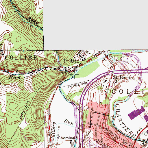 Topographic Map of Thoms Run, PA