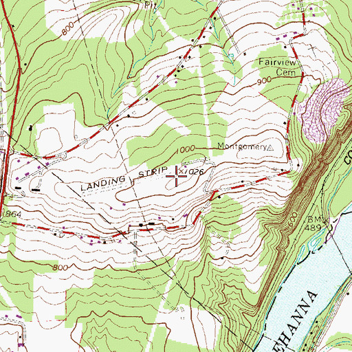 Topographic Map of Hackenburg-Penny Hill Airport, PA