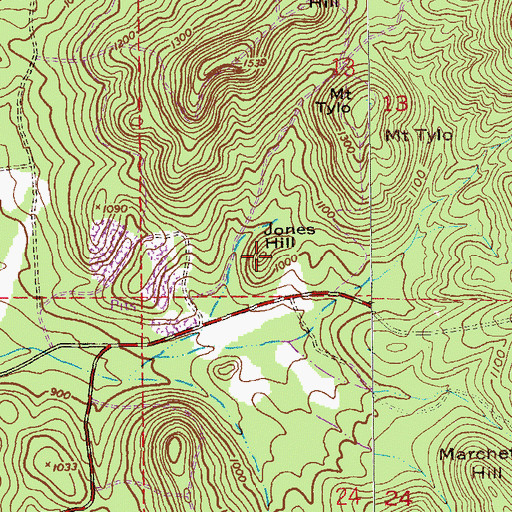 Topographic Map of Jones Hill, AL