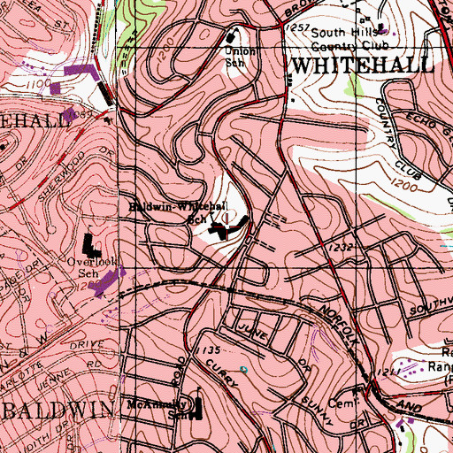 Topographic Map of Whitehall Elementary School, PA