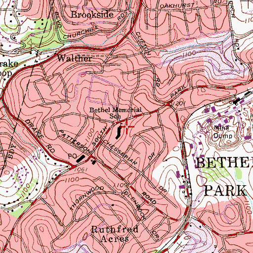Topographic Map of Bethel Memorial Elementary School, PA