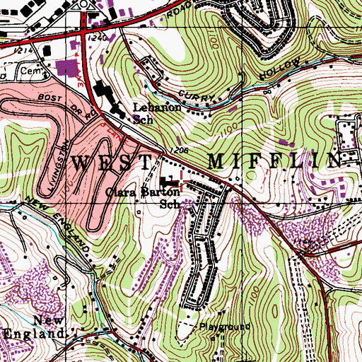 Topographic Map of Clara Barton Elementary School, PA