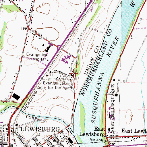 Topographic Map of United Methodist Home, PA