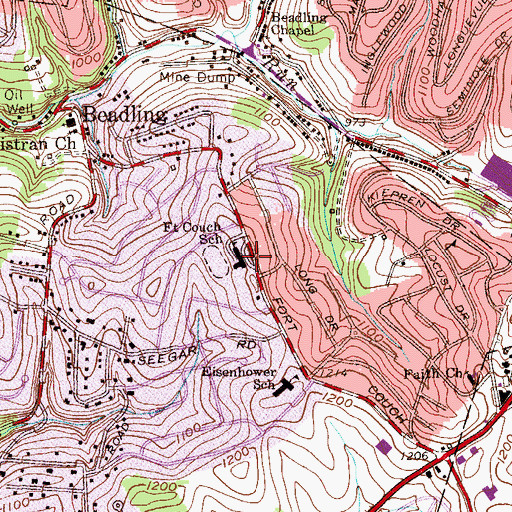 Topographic Map of Fort Couch Middle School, PA