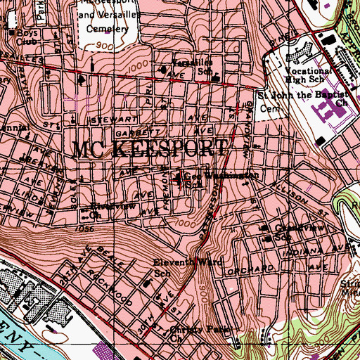 Topographic Map of George Washington Elementary School, PA