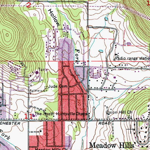 Topographic Map of Jude Hollow, AL