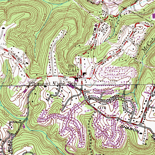 Topographic Map of Pleasant View Elementary School, PA