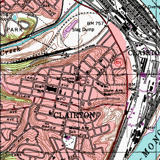 Topographic Map of Clairton Intermediate Elementary School, PA