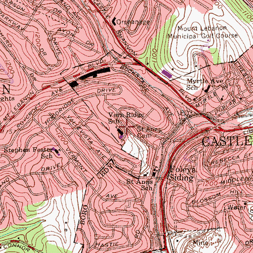 Topographic Map of Vernridge Elementary School, PA