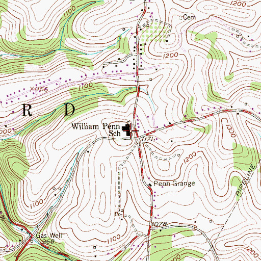 Topographic Map of William Penn Elementary School, PA
