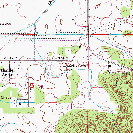 Topographic Map of Kelly Cemetery, AL