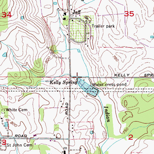Topographic Map of Kelly Spring, AL