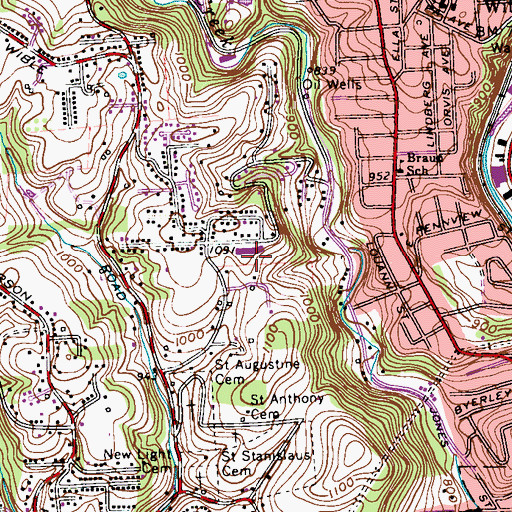Topographic Map of Marzolf Elementary School, PA