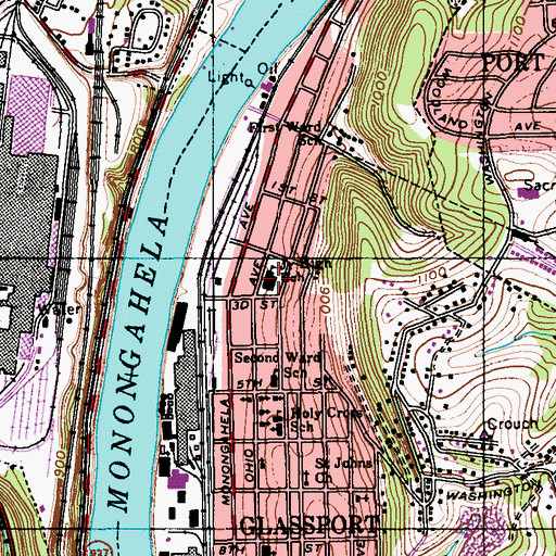 Topographic Map of Glassport Central Elementary School, PA