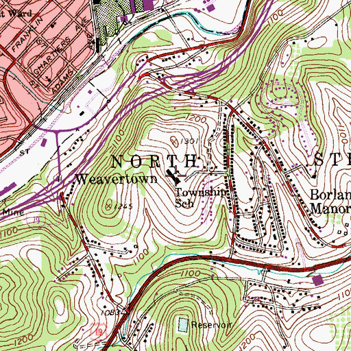 Topographic Map of Borland Manor Elementary School, PA