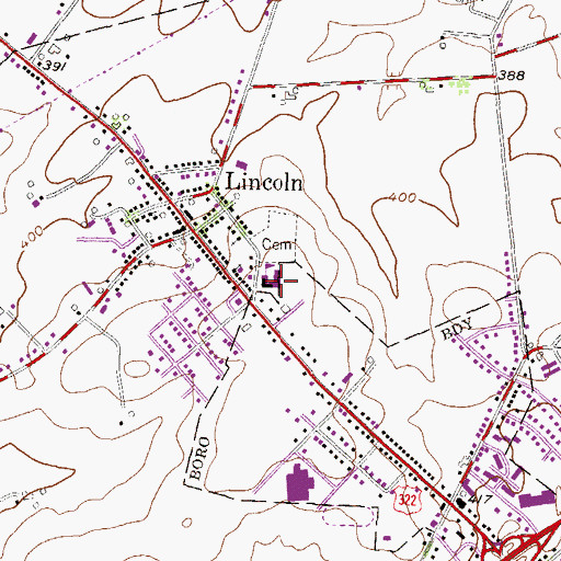Topographic Map of Lincoln Elementary School, PA
