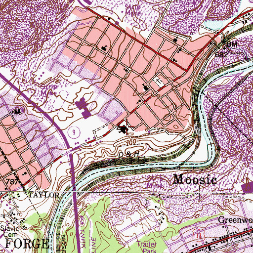 Topographic Map of Taylor Elementary School, PA