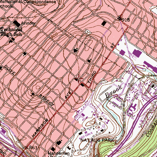 Topographic Map of Prescott Elementary School, PA