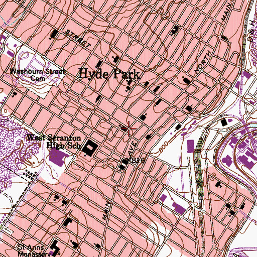 Topographic Map of Lincoln Jackson Elementary School, PA