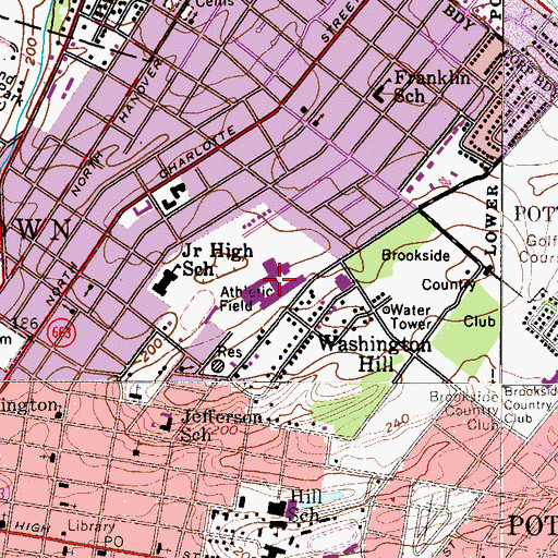 Topographic Map of Pottstown Senior High School, PA