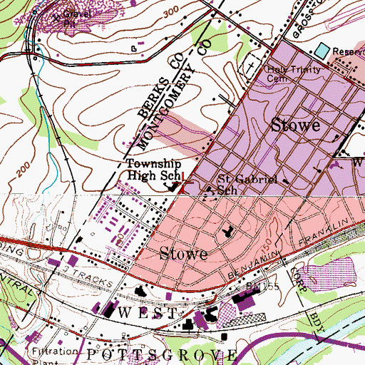 Topographic Map of West Pottstown Elementary School, PA