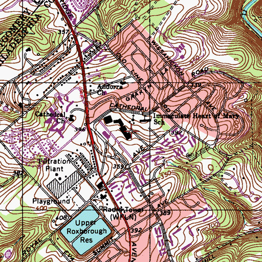 Topographic Map of Andorra Shopping Center, PA