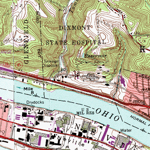 Topographic Map of Dixmont, PA