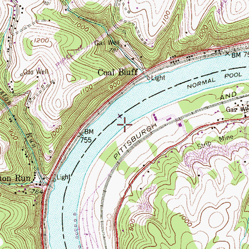 Topographic Map of Wallace Station, PA