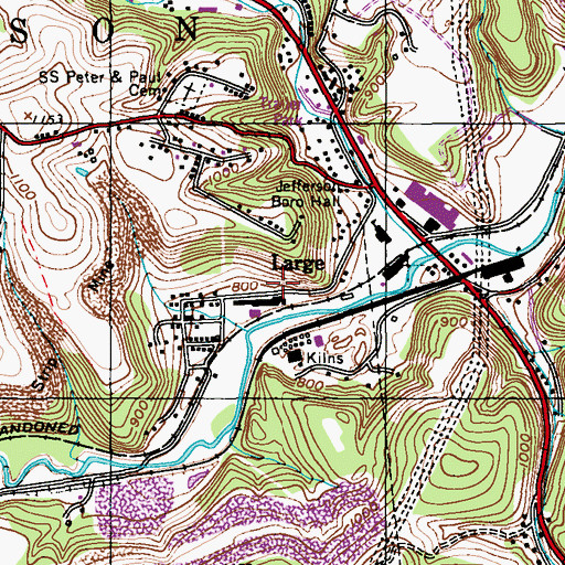 Topographic Map of Large Station, PA