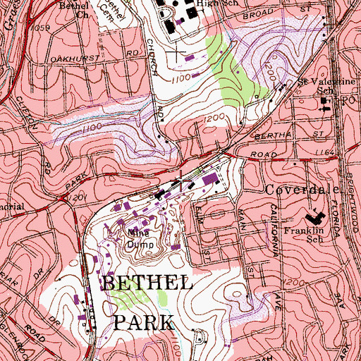 Topographic Map of Coverdale Station, PA