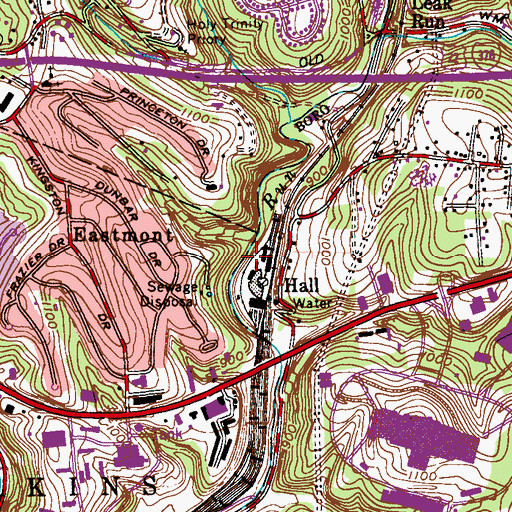 Topographic Map of Hall Station, PA