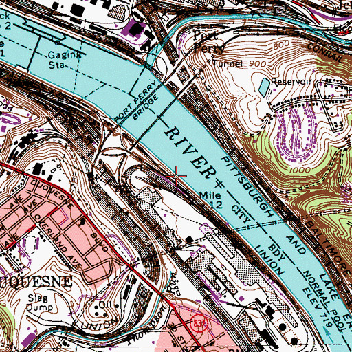 Topographic Map of Duquesne Wharf Station, PA