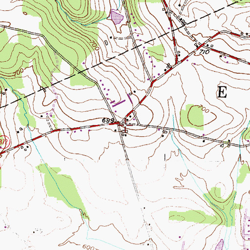 Topographic Map of Oakbottom, PA