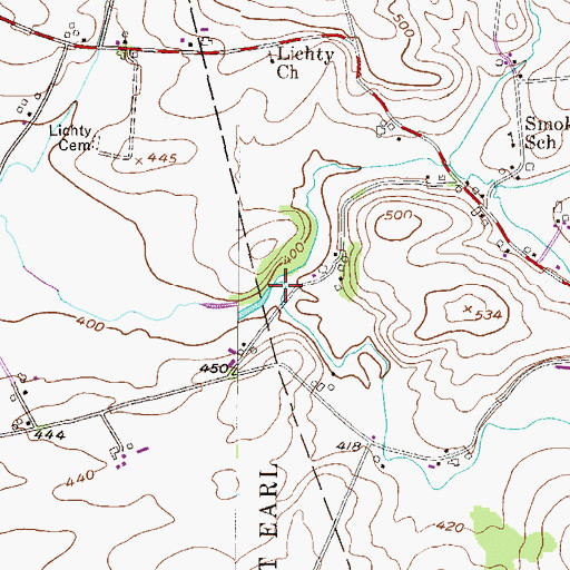 Topographic Map of Little Conestoga, PA