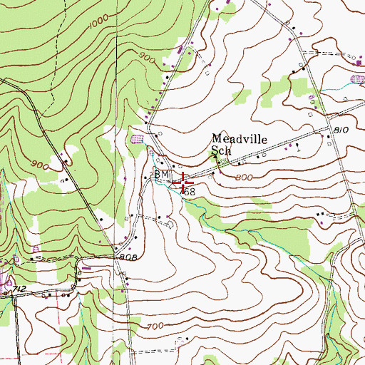Topographic Map of Meadville, PA