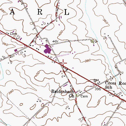 Topographic Map of Reidenbach, PA