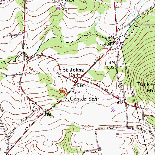 Topographic Map of Sensenig, PA