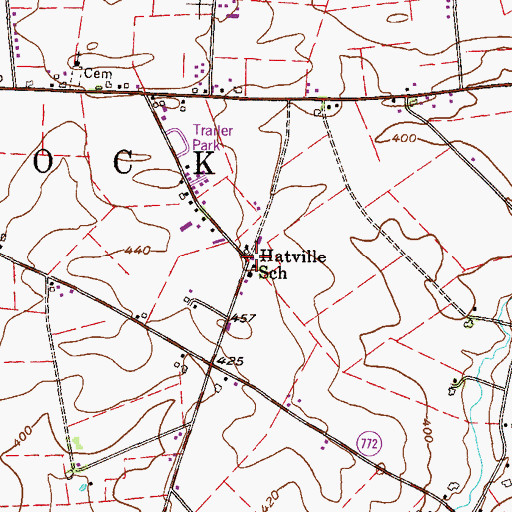 Topographic Map of Hatville, PA